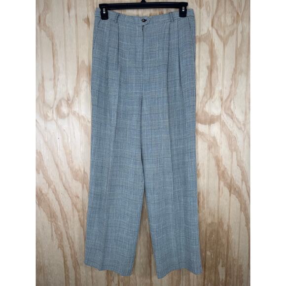 Doncaster Vintage Houndstooth Plaid Straight Leg Pleated Pants Women Size 12 - Picture 8 of 9